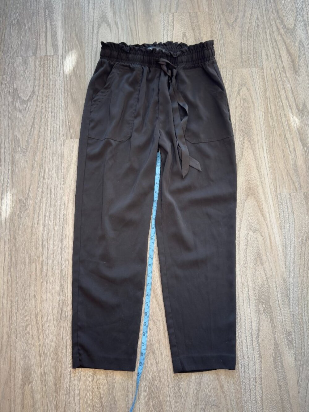 Zara Tie-Waist Trouser Straight Leg, Size Medium